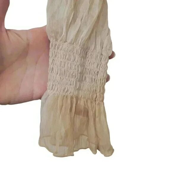 Downeast Women's Beige Acrylic/Poly/Nylon Sunny Day Chic Ruffle Trim Knit Top - Picture 5 of 10